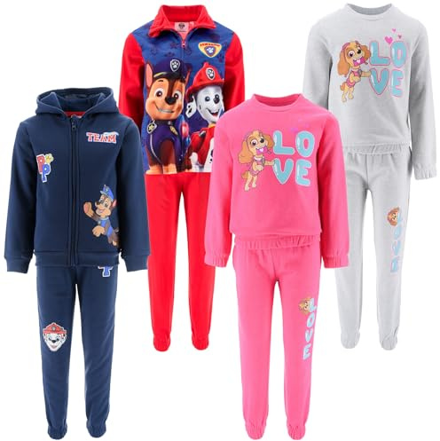 Paw Patrol - Tuta Sportiva Felpata Jogging Ginnastica Cordinata Felpa Full Print e Pantalone - Bambina Bambino [12777 Grigio - 6 anni]