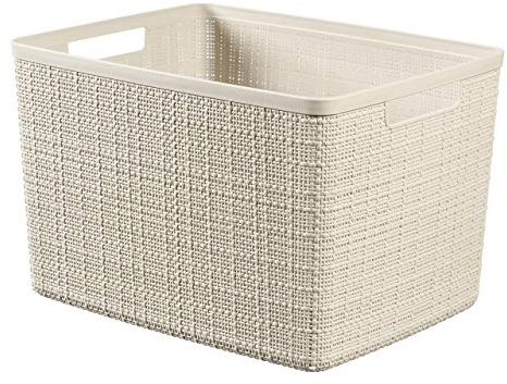 Curver Korb Jute 100% Kunststoff Recycelt Rechteckig, Weiß Rot, L: 20 l