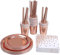 KAHEIGN 146Pcs Rosegold Partygeschirr Set für 24 Gäste, Partygeschirr zubehör Set inkl. Papier Teller Tassen Strohhalme Servietten für Geburtstagsparty Dekoration