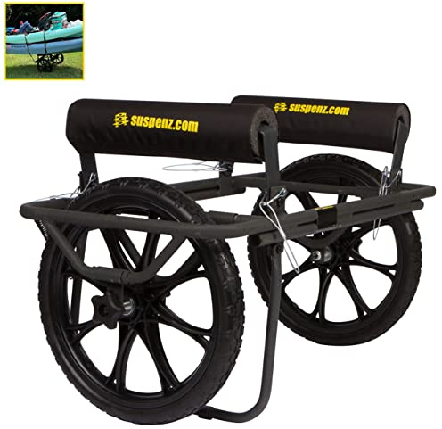 Suspenz Kayak Canoe Transport Cart, All-Terrain Super Duty Trolley Carrier with No-Flat Airless Wheels and Kickstand, 350 lb Load Capacity, Black (22-9908)