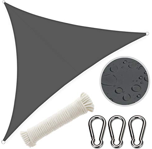 Ferocity Sonnensegel Dreieck 3 x 4 x 4m inkl. Befestigungsseile, Sonnendach Sonennschutz mit UV Schutz, Wasserabweisend, Wetterbeständig für Garten Patio Terrasse, Graphit [130]