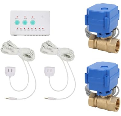 Sensore di Perdite D'acqua con Doppia Valvola e Allarme Acustico per Prevenzione Allagamenti in Casa Rilevatore di Troppo Pieno Chiusura Automatica EU Plug AC100-240V