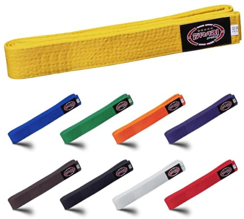 Farabi Sports Ceinture de karaté Plusieurs Couleurs Ceintures de karaté Judo Karaté BJJ Arts Martiaux Ceintures de Taekwondo (280-cm, Yellow)