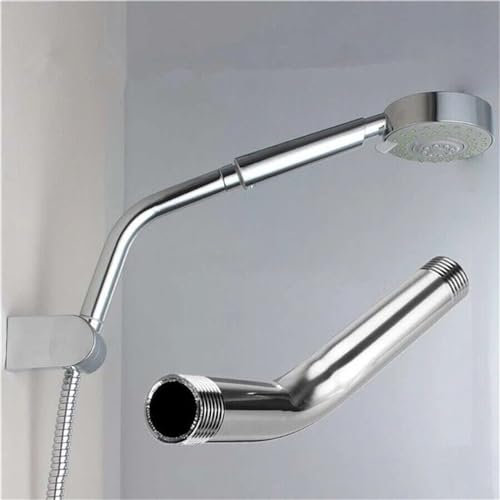 Michear Tubo de manguera universal de acero inoxidable curvado hacia adelante para cabezal de ducha y brazo de extensión de manguera, accesorio de baño