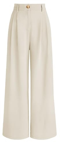 AUTOMET Wide Leg Dress Pants Womens Work Business Casual Palazzo Summer Flowy High Waisted Trousers Slacks 2026 Fashion Suit Pant Dressy Outfits Office Professional Clothes Beige S
