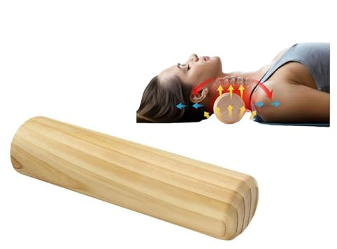 LANYANZI Wooden Neck Pillow - Korean Wooden Pillow, Hand Polished Solid Wood, Ergonomic Design, for Neck and Back Pain Relief, and Relaxation (11.8 inch x 3.1 inch)