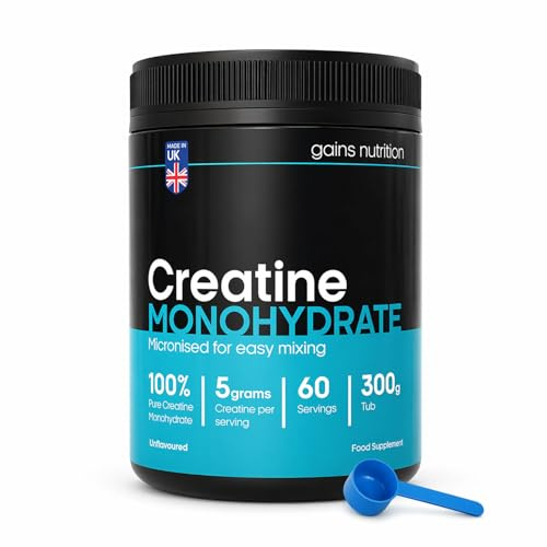 GN Creatine Powder | 300g High Strength Creatine Monohydrate Powder + Scoop - 5g per Serving | Unflavoured Filler Free Creatine-Monohydrate | Non-GMO & Gluten Free