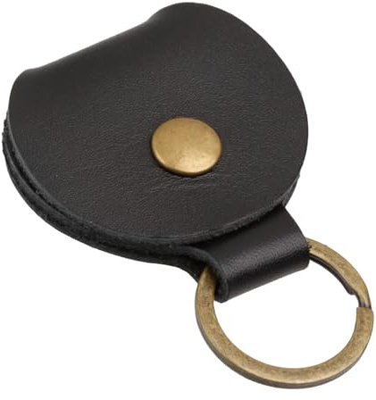 Harts Genuine Black Leather Pound Pouch with a Trolley Token of your selection Fob Keyring Pound Pouch Keychain Key Ring Holder