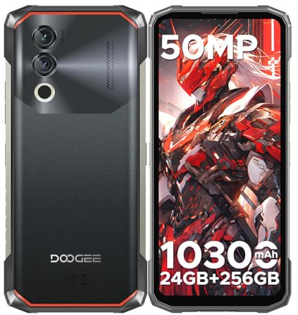 DOOGEE Blade10 Power Telephone Poratble Incassable Android 14, 24Go + 256Go/TF 2TB, 10300 mAh, 6,6”HD+ IPS, Caméra 50MP, Octa-Core Smartphone Incassable, P68/IP69K/NFC/Face ID/3 Fentes pour Cartes