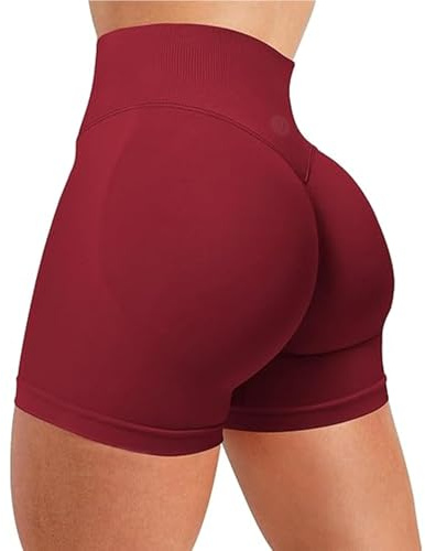 Voarge Short de sport pour femmes Scrunch Butt Lifting, Short de gym pour le cyclisme, le yoga, taille L, rouge