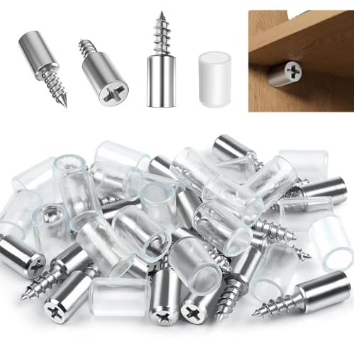 40 Piezas Soporte Baldas Armario, Clavijas de Soporte para Estanterías de Muebles, Soporte para Estantes con Manguito de Goma, Soportes de Estante para Cocina, Librerías, Fijación Estable y Resistente