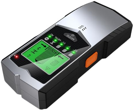 Metal detector portatile, rilevatore di perni, display LCD a LED con retroilluminazione verde, tubo da parete e sensore cavo, corpo in ABS per lavori elettrici e falegnameria, 16 x 7 x 3 cm, 1 pezzo