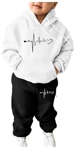 Generisch Ensemble de survêtement à capuche pour filles et garçons, enfants, unisexe - Deux pièces - Ensemble hoodie et jogging, Blanc., 3-4 ans