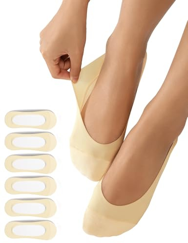 Harlamvar Ladies 6 Pairs Invisible Footies Socks Non Slip Boat Shoe Sock