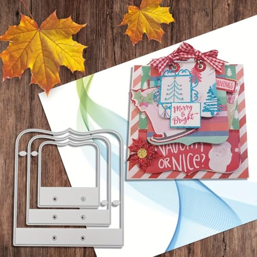 LZBRDY Cutting Dies for Frames, Background Design Template for Scrapbooking, Greeting Cards, Album Photos, DIY Paper Crafts, Cardstock (Creative Tag Frame 4.6 x 4.2 in)