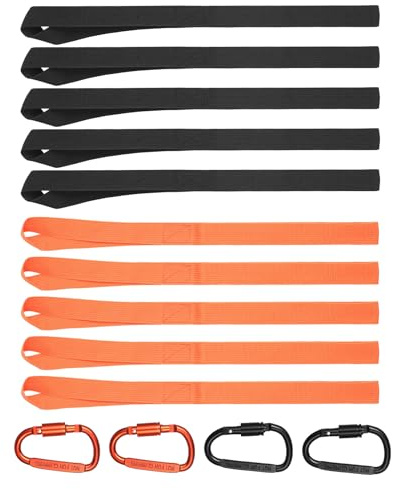 10 Pz Cinghie di Fissaggio, 25 mm x 20 cm Doppi Passanti Cinghie a Cricchetto, Cinghia di Fissaggio ad anello morbide, Cinghie di Tensione, Cinghie Motocicletta per Trasporto Carico, con 4 gancio