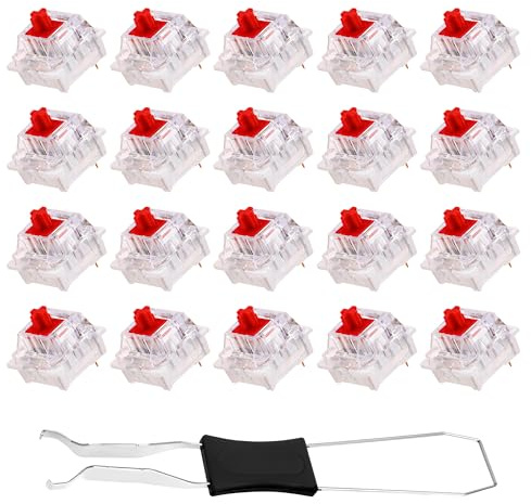 20 Switches Rojos Lineales para Teclado Mecánico con Extractor