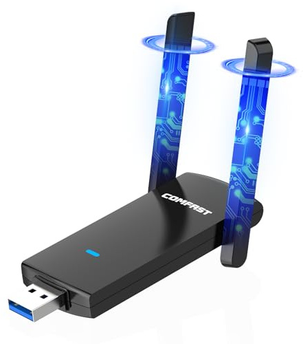 COMFAST Adattatore USB Wireless-1300Mbps Chiavetta WiFi Alta Velocità, USB 3.0, Dual Band, 2 Antenne ad Alto Guadagno, Sicurezza WPA2 Aggiornata, Compatibile con Windows 7/8/8.1/10 e Mac 10.9-10.15