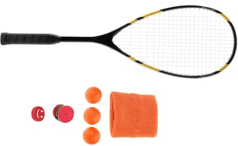 Qsvbeeqj Raqueta de squash profesional con marco de aleaciones de aluminio, raqueta de entrenamiento de agarre ergonómico, raqueta duradera que absorbe los golpes para entrenamiento