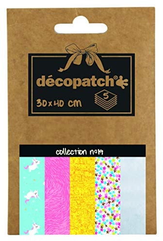 Décopatch - Ref DP019O - Pocket Papers Collection No. 19 - Contains 5 Complementary Sheets of Décopatch Paper, Each Sheet is 30 x 40cm, Small 13 x 9.5cm Pack Size
