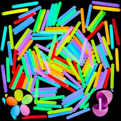 JOYIN 100 Mini Glow Sticks(1.7), 8 Colors, Small Glow in The Dark for Easter Eggs Party Favors,Easter Basket Stuffer Party Pack, Weddings Classroom Decorations Prizes