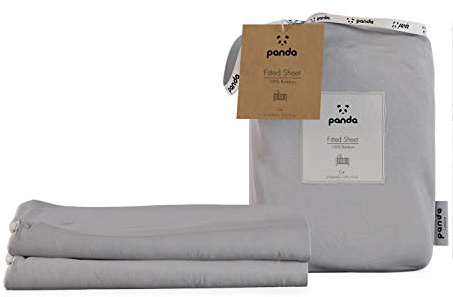 Panda Kids 100% Bamboo Fitted Sheets (Pack of 2) (Quiet Grey, Cot: 120 x 60 x 15cm)