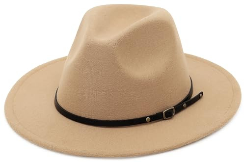 EOZY Men's Classic Wide Brim Fedora Hat Felt Panama Fedora Hats Gentleman Jazz Hat for Beach Party Outdoor