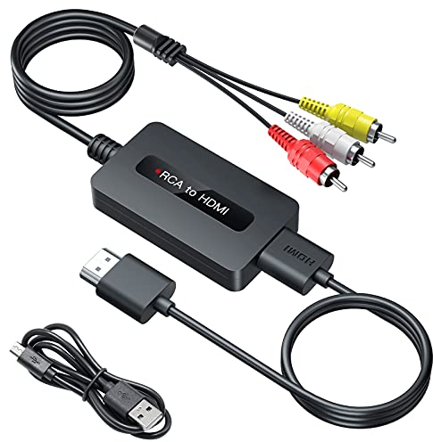 SUNNATCH RCA auf HDMI Konverter Kabel, Männlich Adapter, Composite CVBS AV auf HDMI mit Full HD 720P/1080P Ausgang