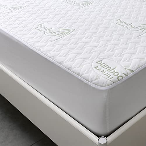 BANJILI-Bambus Wasserdichter Matratzenschoner 180 x 200 cm,Atmungsaktiv Matratzenauflage, Anti-Allergie, gegen Milben, Matratzenschutz für Baby Kinder Haustier
