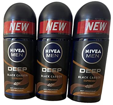 Nivea For Men Deodorant Roll-On Dimension - Dark Wood + Espresso + Amazonia, Anti Perspirant, 48h 1.7oz/50ml (Pack of 3 Bundle) (Espresso)