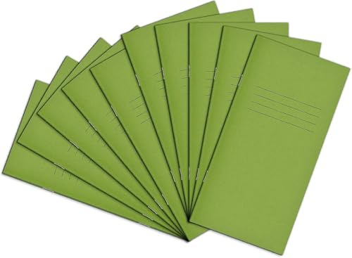 Rhino 8 x 4 Exercise Books, 32-Page / 8mm Lined Paper Notebook, 100-Pack, Writing Book, Office & School Stationery Supplies, Light Green