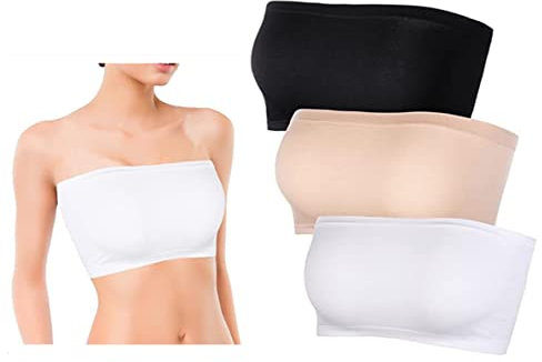 SamHeng Damen Seamless Tube Top Bra Bandeau Unwattierte Trägerlose Bras Bralette 3er Pack