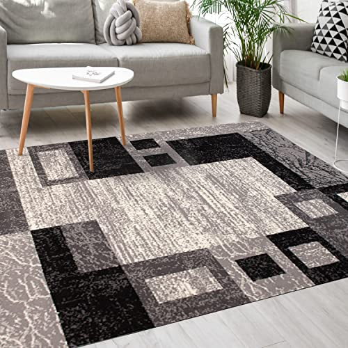 Mazovia Modern Teppich - Kurzflor - Teppich für Wohnzimmer, Schlafzimmer, Esszimmer - ÖKO-TEX Wohnzimmerteppich, Robust und pflegeleicht, Niedrige Florhöhe – Teppiche - grau 160 x 230 cm