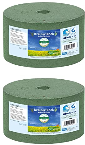 imima Mineralleckstein Pferd KRÄUTERBLOCK Salzleckstein Set mit 2 x 3kg - Salzlecksteine für Pferde, Schafe, Ziegen, Wild und Rind - Salz Leckstein MineralsteinK Salzleckstein Set mit 2 x 3kg