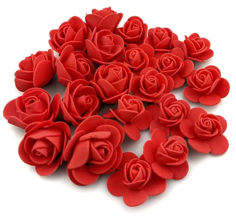 Netuno 22 Stück Schaumrosen Rot künstliche Rosen Schaumstoff Kunstblumen Kunststoffblumen Floristik Weihnachts-Deko Blumen gefälschte Kunstrosen Rosenköpfe Dekoration Foamrosen Party Home Deko