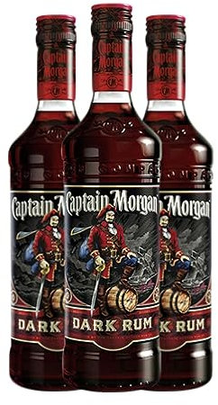 Ron Captain Morgan Dark Botella Misil 1 L (Caja de 3 Botella Misil de 1 L)