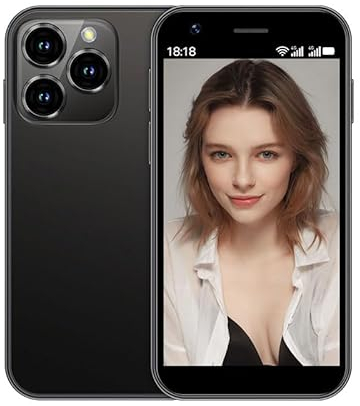 Hipipooo Mini-Smartphone, entsperrt, 4G-Handy, 3,0 Zoll, Dual-SIM, 2000-mAh-Akku, Dual-Kamera, Android 10.0 Quad-Core, WLAN, Bluetooth, Hotspot, Backup-Telefon(Schwarz,3 GB + 64 GB)