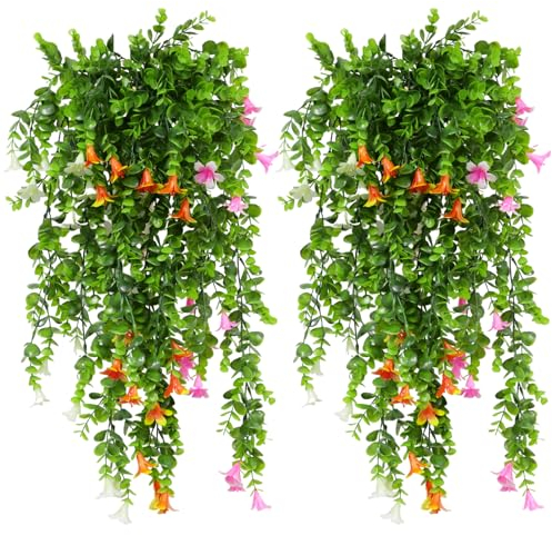 MytaYt 3 Stück Künstliche Hängepflanzen Kunstpflanze Hängend Künstliche Efeu Girlande Efeugirlande, für Hochzeit, Party, Wand Topf, Garten, Terrasse usw Deko (Mehrfarbig)