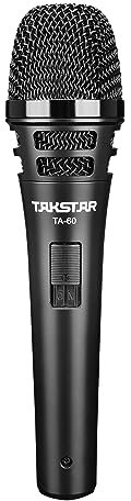 Takstar Dynamic Vocal Microphone - Super-Cardioid Handheld Microphone with Noise-Resistant, Carry Bag, Anti-Vibration Capsule Head, 1/4'' Audio Connection for Singing, Stage, Karaoke - TA-60