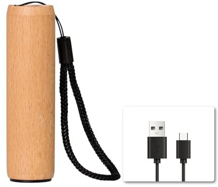 LQWELL® Mini Torch USB C Rechargeable, Handheld Flashlight with 3 Light Modes, Portable Pocket Aluminum Flash Light with Wooden Casing for Camping, Hiking, Emergency, Jogging, Night Reading