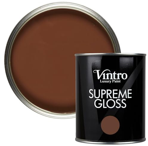 Vintro Paint | Gloss Paint | for Walls | Wood | Trim | Gloss Furniture Paint | Interior & Exterior Use. 1 Litre (Dark - Brown - Chocolate)