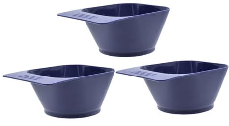 Healeved Juego De 3 Boles De Plástico Para Teñir El Cabello, Color Azul Oscuro, Mango Recto, Para Peluqueros Profesionales, Adecuado Para Mezclar Tintes y Tratamientos Salones