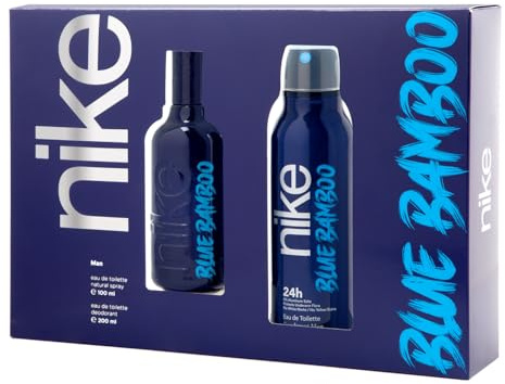 NIKE - Blue Bamboo Eau de Cologne pour homme 100 ml, Pack de 2, Parfum en spray 200 ml, Eau de toilette naturelle et masculine, Arôme boisé fruité, Parfum frais