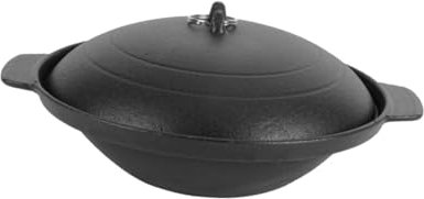 Cabilock 18cm Cast Iron Casserole Pot Lid, Braised Chicken Rice Cooking Pot, Sturdy Cooking Utensil for Home and Oven Use