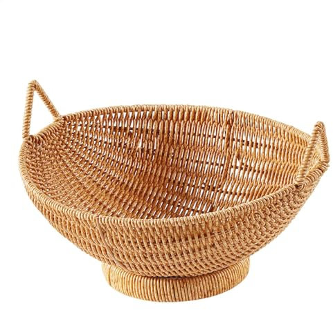 Cestas de pan, cuencos de almacenamiento para servir, cestas organizadoras de pan de ratán de imitación, accesorios de mesa de comedor para decoración de encimera de cocina, cuenco de mimbre para