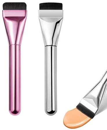 UYRVAPE 2pcs Brocha de base de maquillaje, Brocha de maquillaje plana para base de tinte, brocha ultra fina, brocha para rubor corrector,brocha de maquillaje ultra fina, brocha de polvo líquido