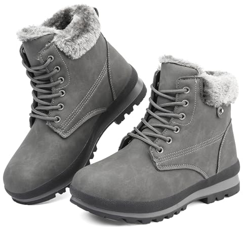 Hanani Snow Boots Womens Winter Boots Warm Fur Lined Walking Boots Ankle Boots Ladies Hiking Boots Mid Calf Boots Lace up Outdoor Non-Slip Work Booties Girls Light weight