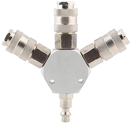 Yosoo Health Gear 3-Wege Luftschlauch Schnellkuppler Adapter Splitter 1/4 Zoll NPT Messing Kompressorzubehör Verbindungsstecker