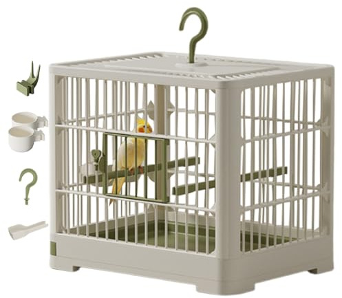 Small Bird Travel Cage – Lightweight Portable birdcages with Handle, Ventilated Carry Box | Standing Pole Inside, Outdoor Container for Parakeets, Finches, Lovebirds, Conures, Budgies, Pet Transport