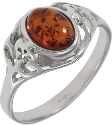 Artipol Bague fabr.européenne style français. Argent rhodié Ambre naturelle - modèle 3041-B, taille 64